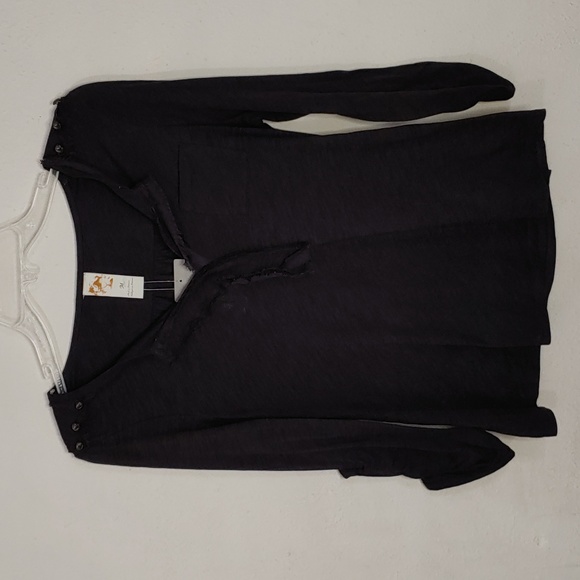 COPY - Anthropolgie Women's Size Medium Roll Tab Sleeve, V Neck Sheer Tee - Picture 1 of 9